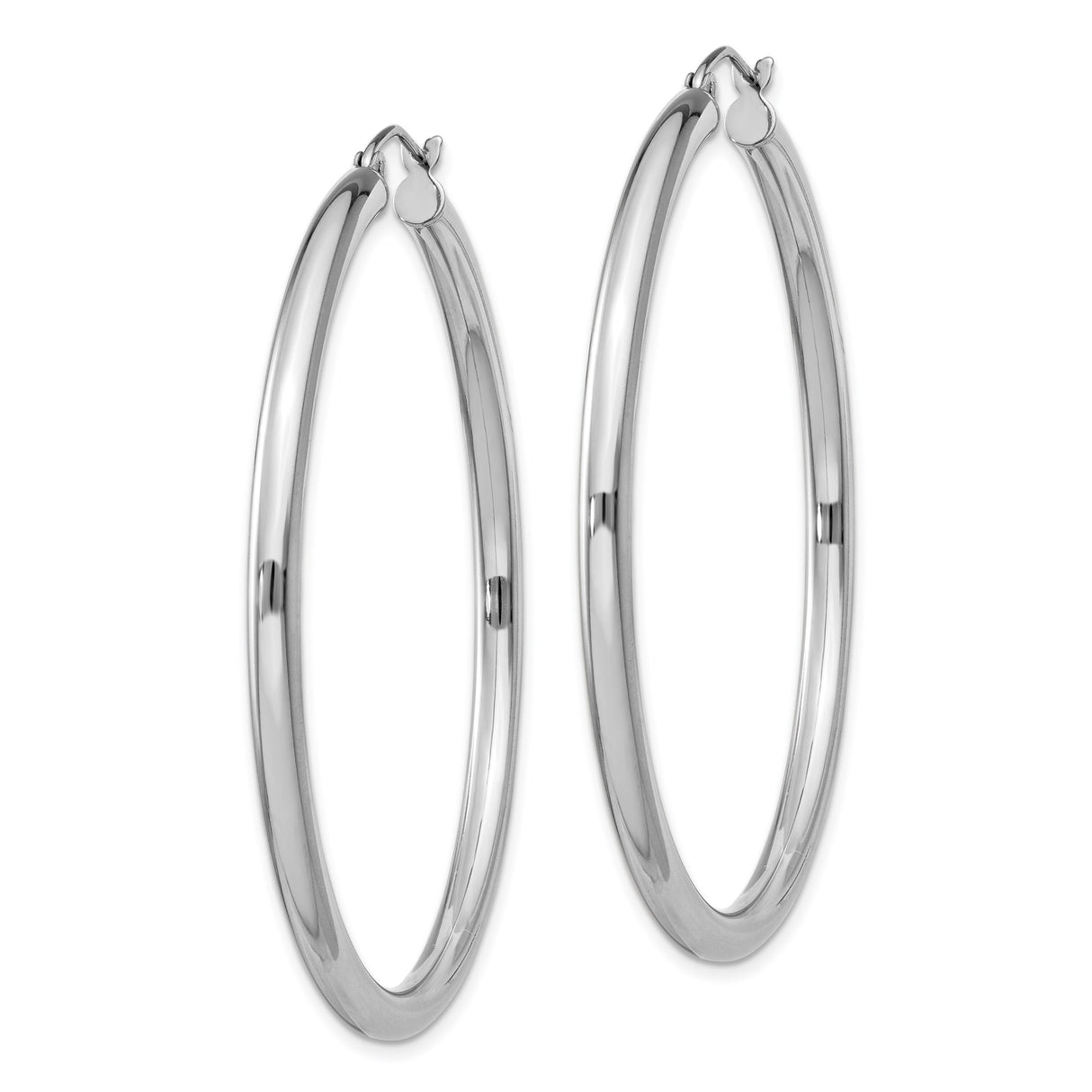 Sterling Silver Hoop Earrings, Large Polished Round Tube Design, Lightweight Minimalist Style for Women