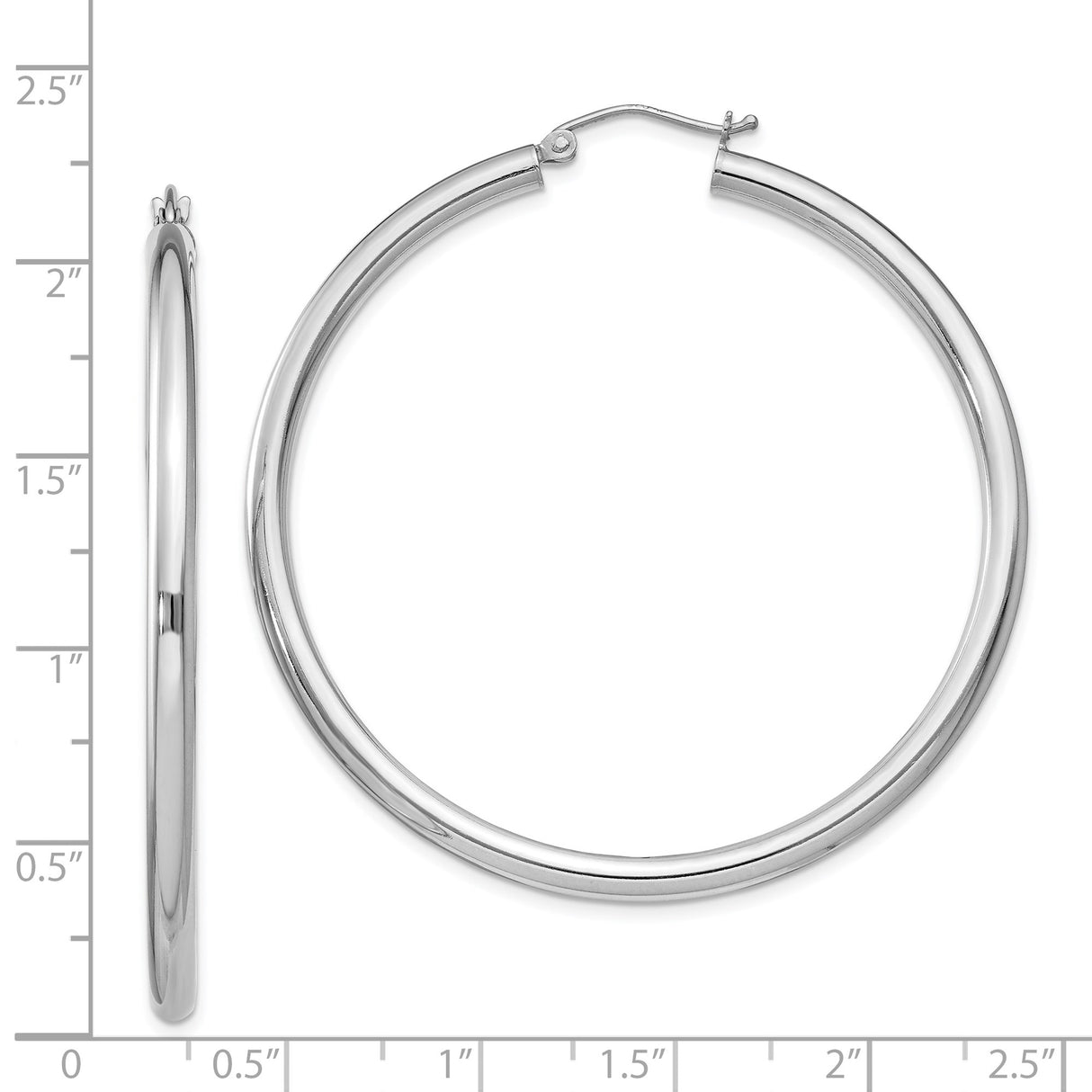 Sterling Silver Hoop Earrings, Large Polished Round Tube Design, Lightweight Minimalist Style for Women