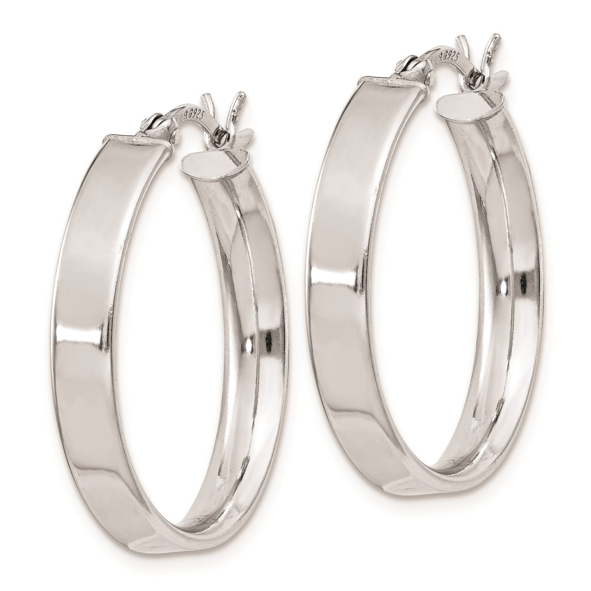 Sterling Silver Hoop Earrings, Rhodium Plated with Latch Back Closure, Minimalist Round Design
