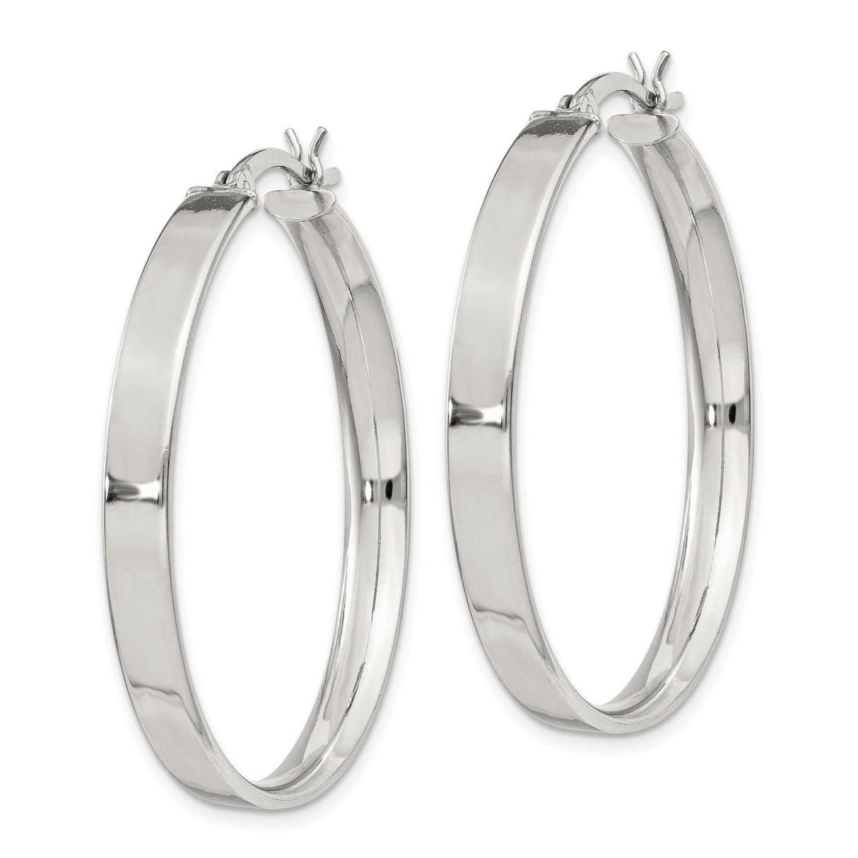 Sterling Silver Hoop Earrings, Polished Finish, Classic Round Latch-Back Style for Women