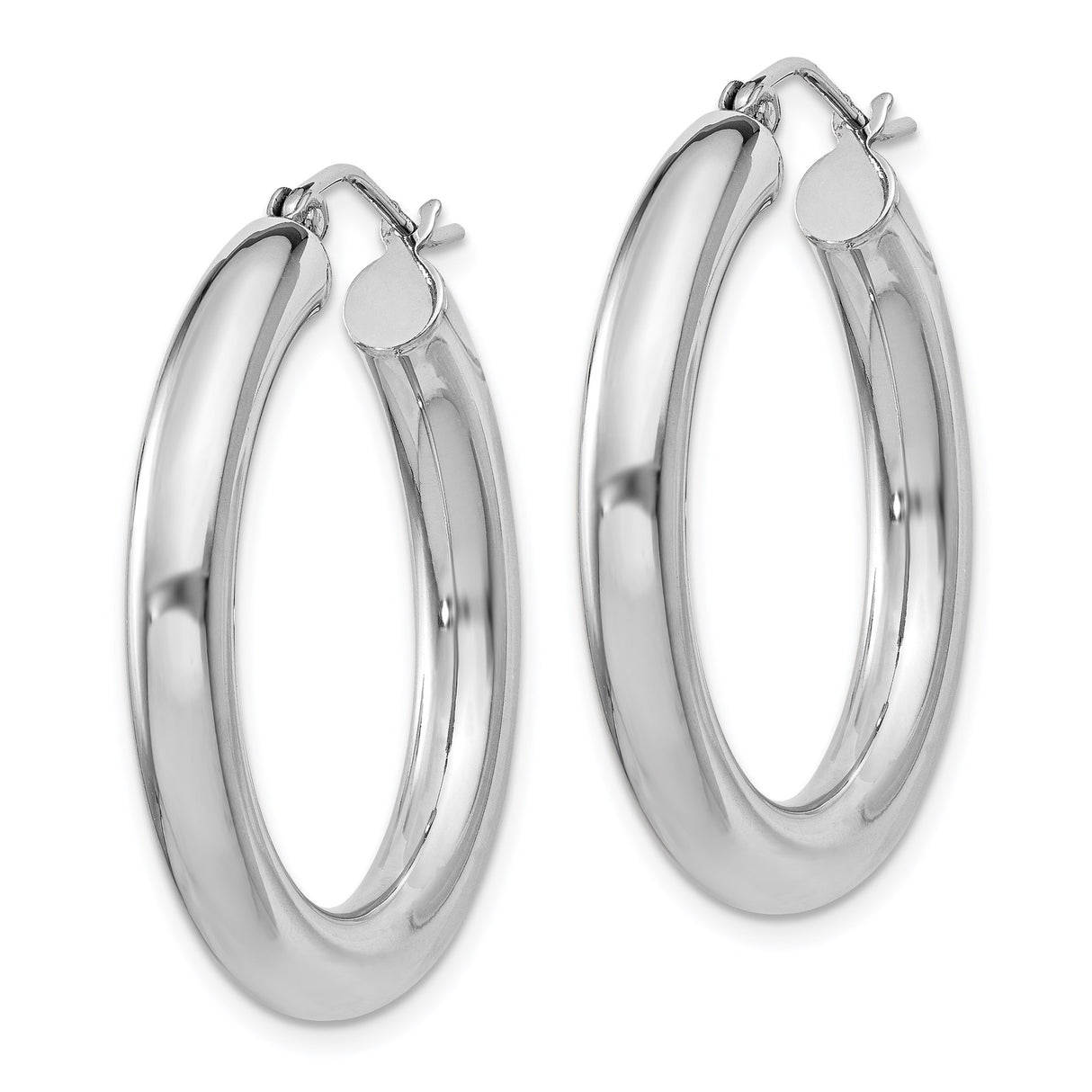 Sterling Silver Hoop Earrings, Polished Rounded Tube Design, Lightweight Minimalist Style for Women