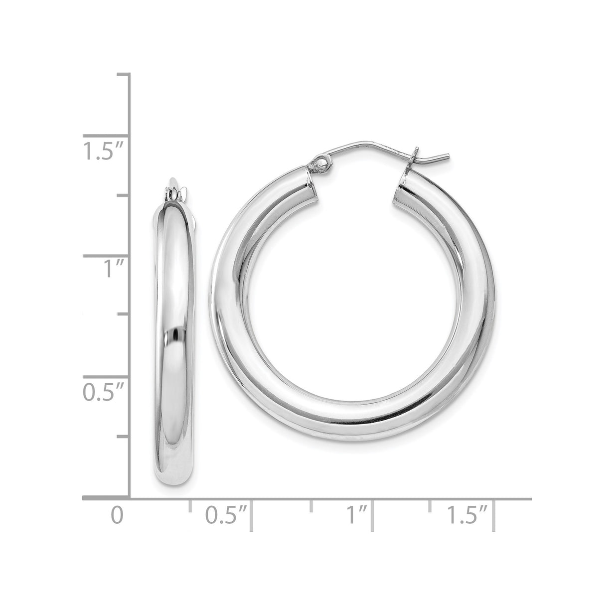 Sterling Silver Hoop Earrings, Polished Rounded Tube Design, Lightweight Minimalist Style for Women
