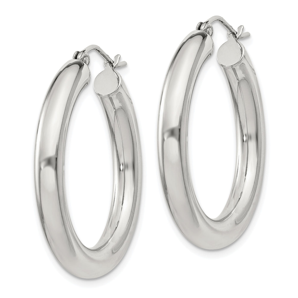 Sterling Silver Hoop Earrings, Classic Round Polished Design, Lightweight Minimalist Style