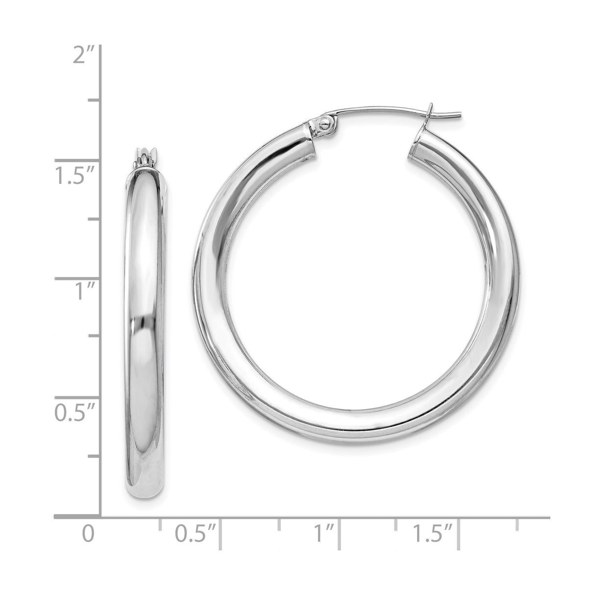Sterling Silver Hoop Earrings, Classic Round Design with Polished Finish and Latch Back Closure