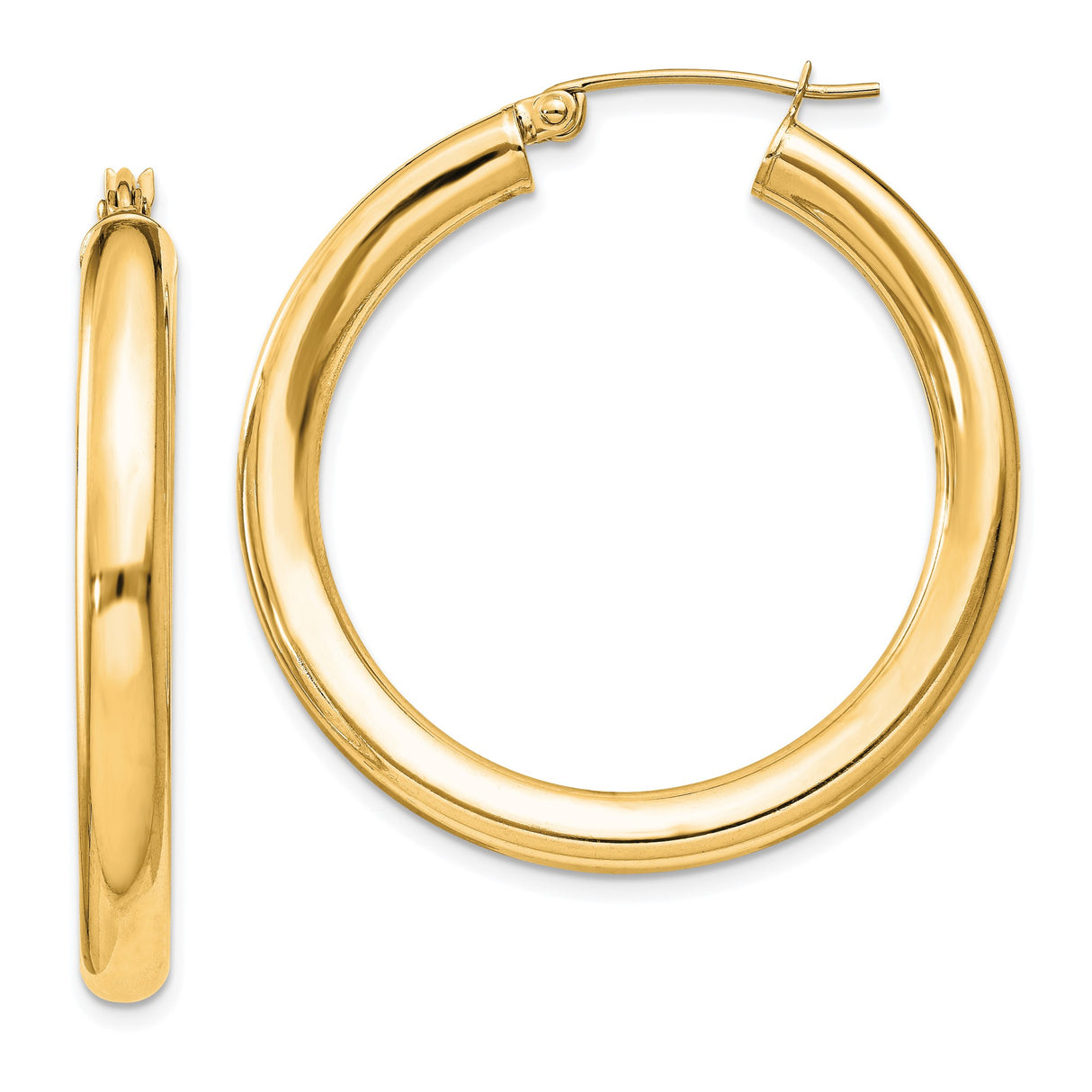 Sterling Silver Gold Plated Hoop Earrings, Smooth Rounded Lightweight Medium Hoops for Women