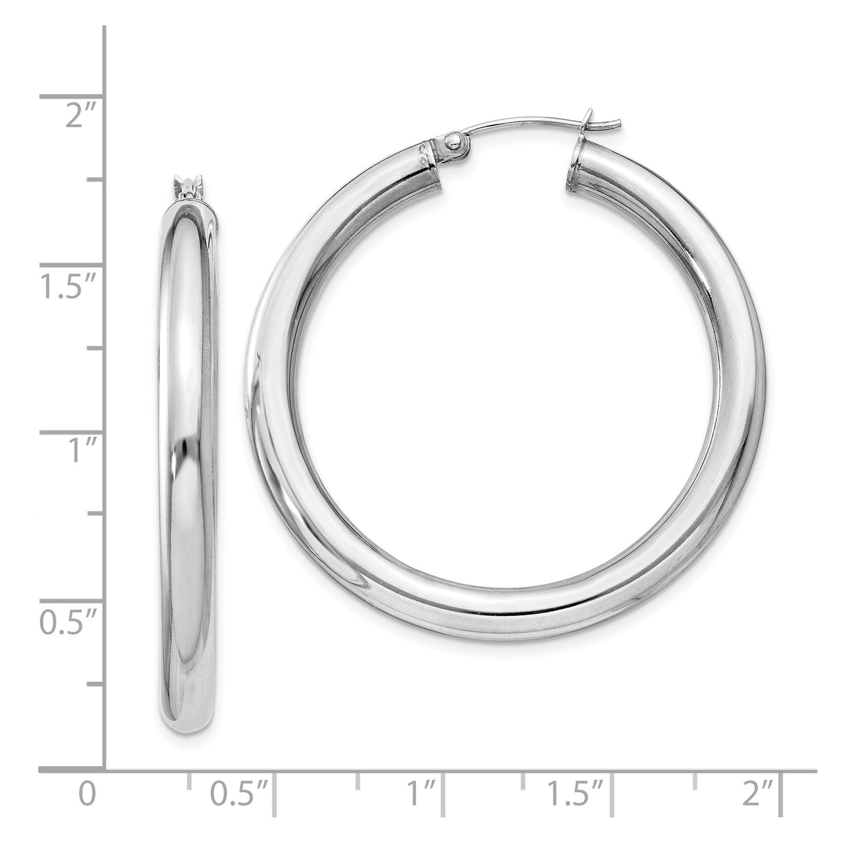 Sterling Silver Hoop Earrings, Medium Round Polished Hoops with Smooth High-Shine Finish for Women