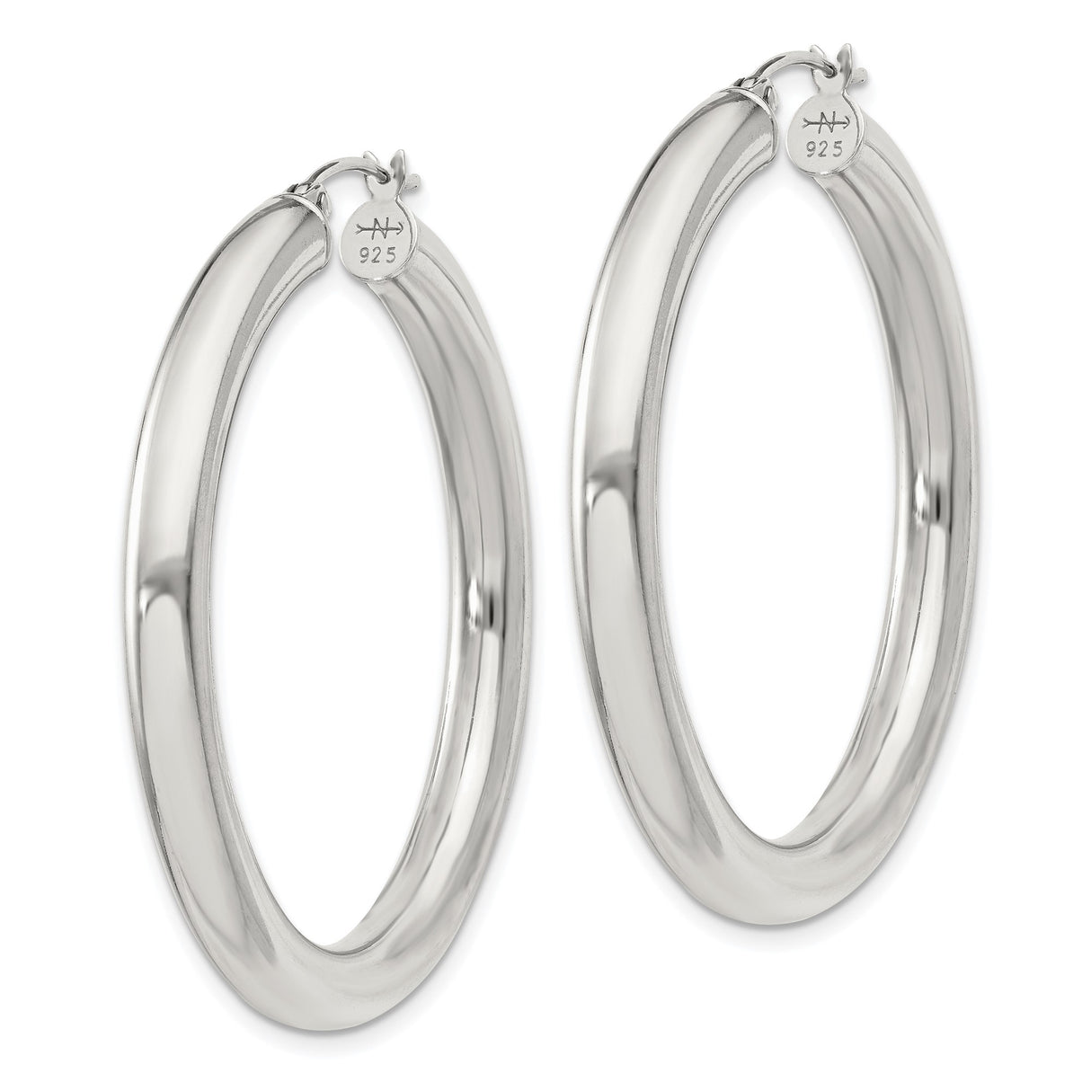 Sterling Silver Hoop Earrings, Classic Polished Round Design, Minimalist Everyday Style