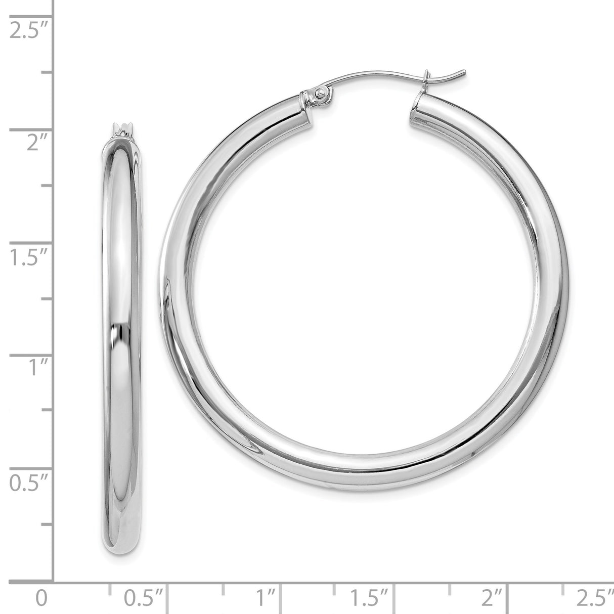 Sterling Silver Hoop Earrings, Medium to Large Lightweight Polished Rhodium-Plated Hoops for Women