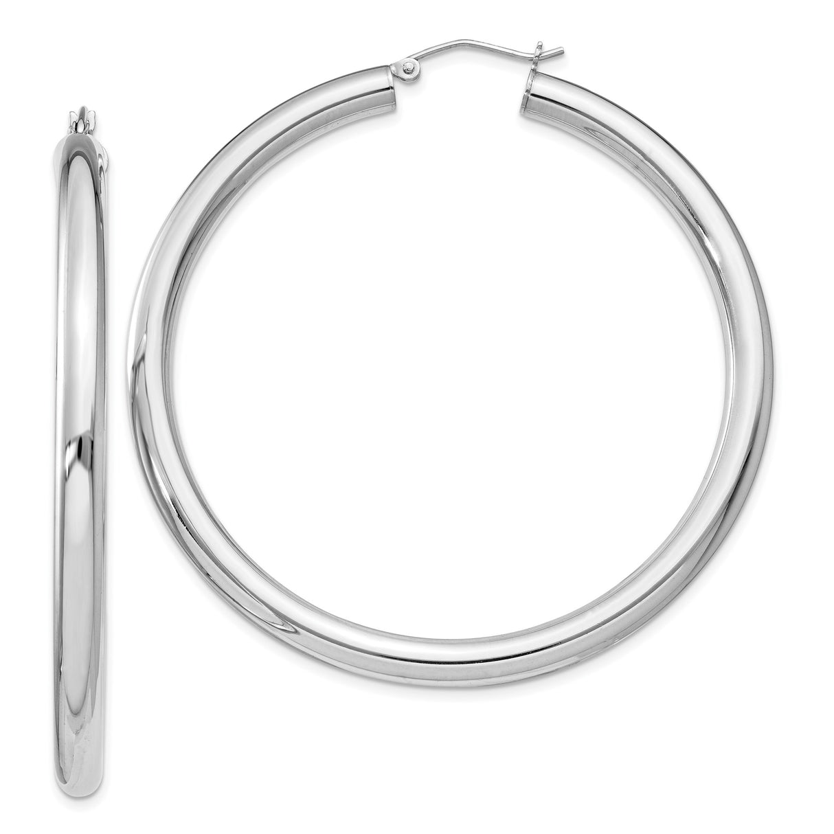 Sterling Silver Hoop Earrings, Classic Round Tube Design, Lightweight Minimalist Style