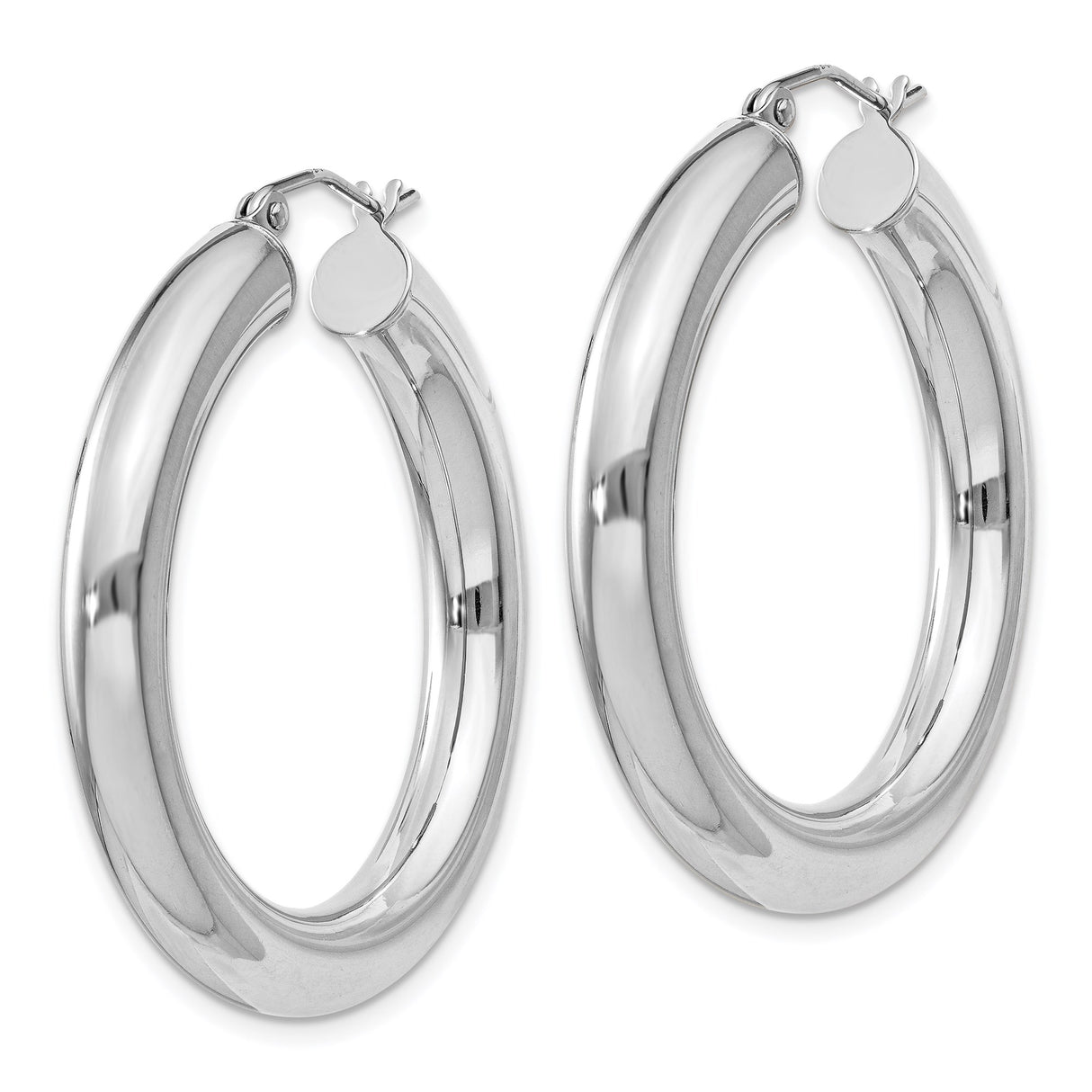 Sterling Silver Hoop Earrings, Medium Round Tube Design with High Polish Finish