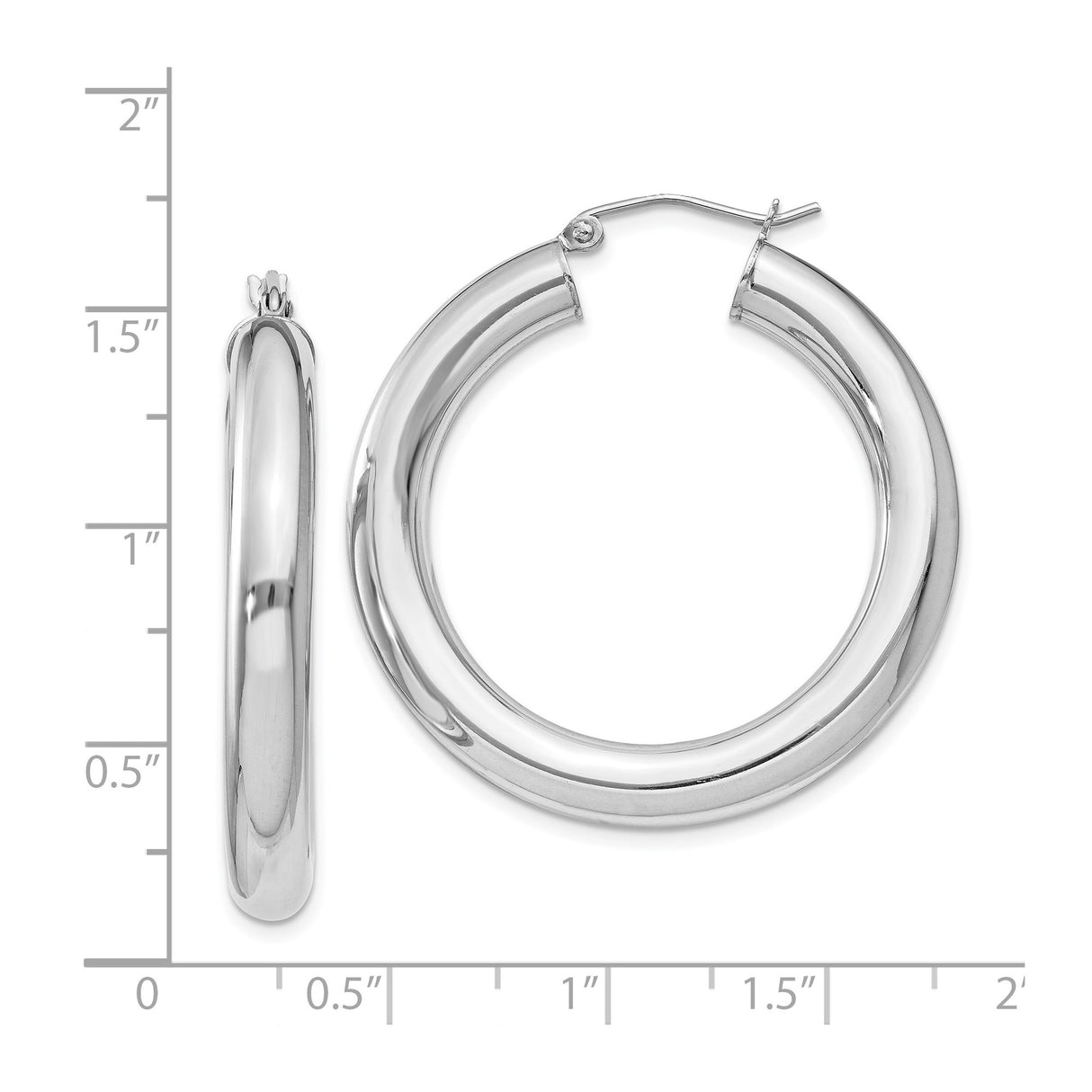 Sterling Silver Hoop Earrings, Medium Round Tube Design with High Polish Finish