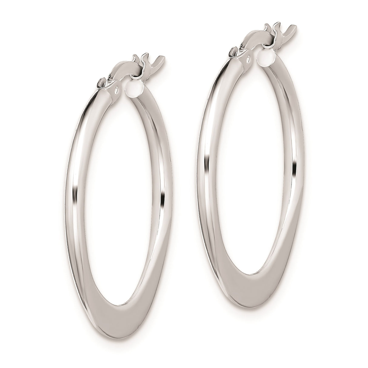 Sterling Silver Hoop Earrings with Polished Finish, Medium Size, Seamless Classic Latch-Back Design