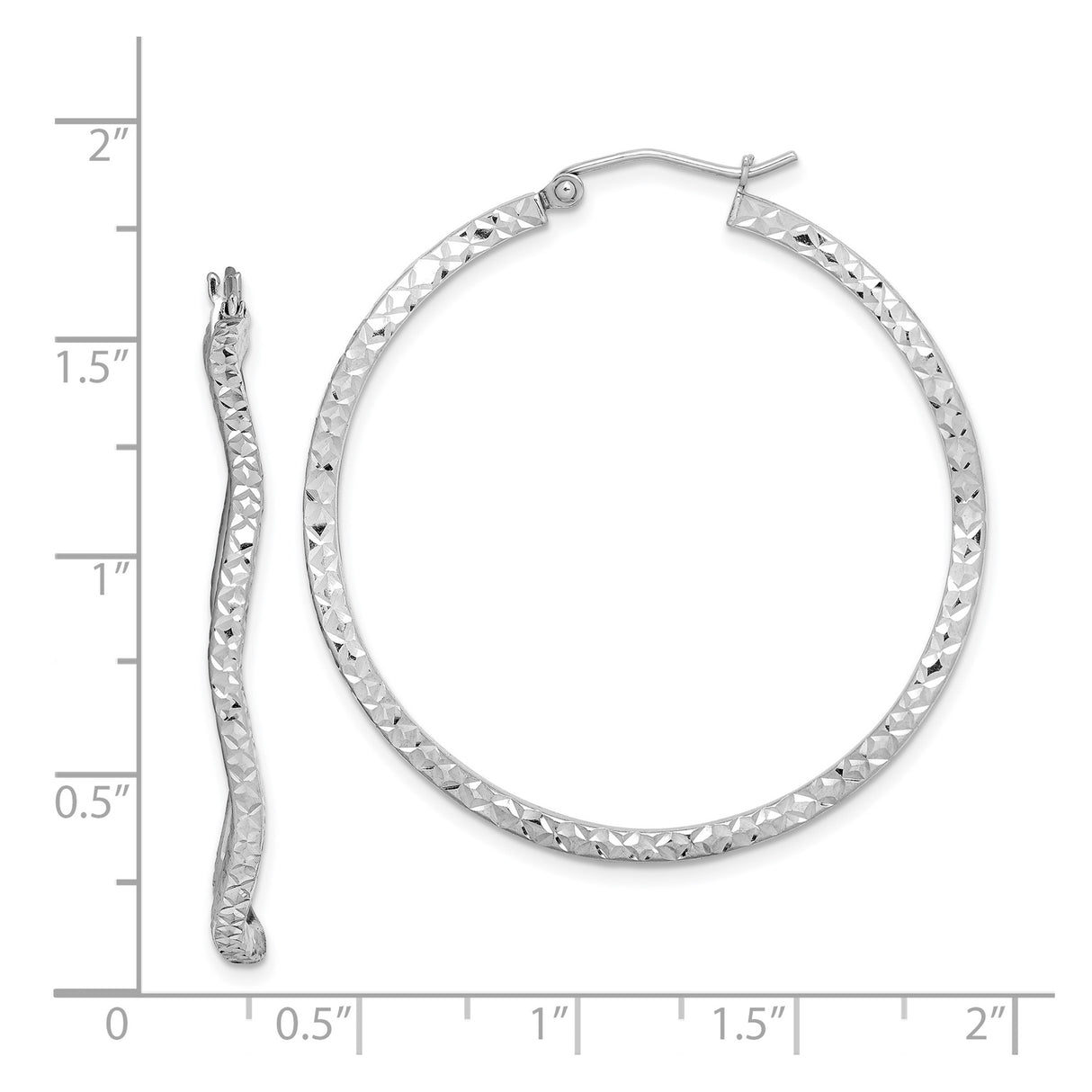 Sterling Silver Hoop Earrings, Large Twisted Hoops with Diamond-Cut Textured Finish