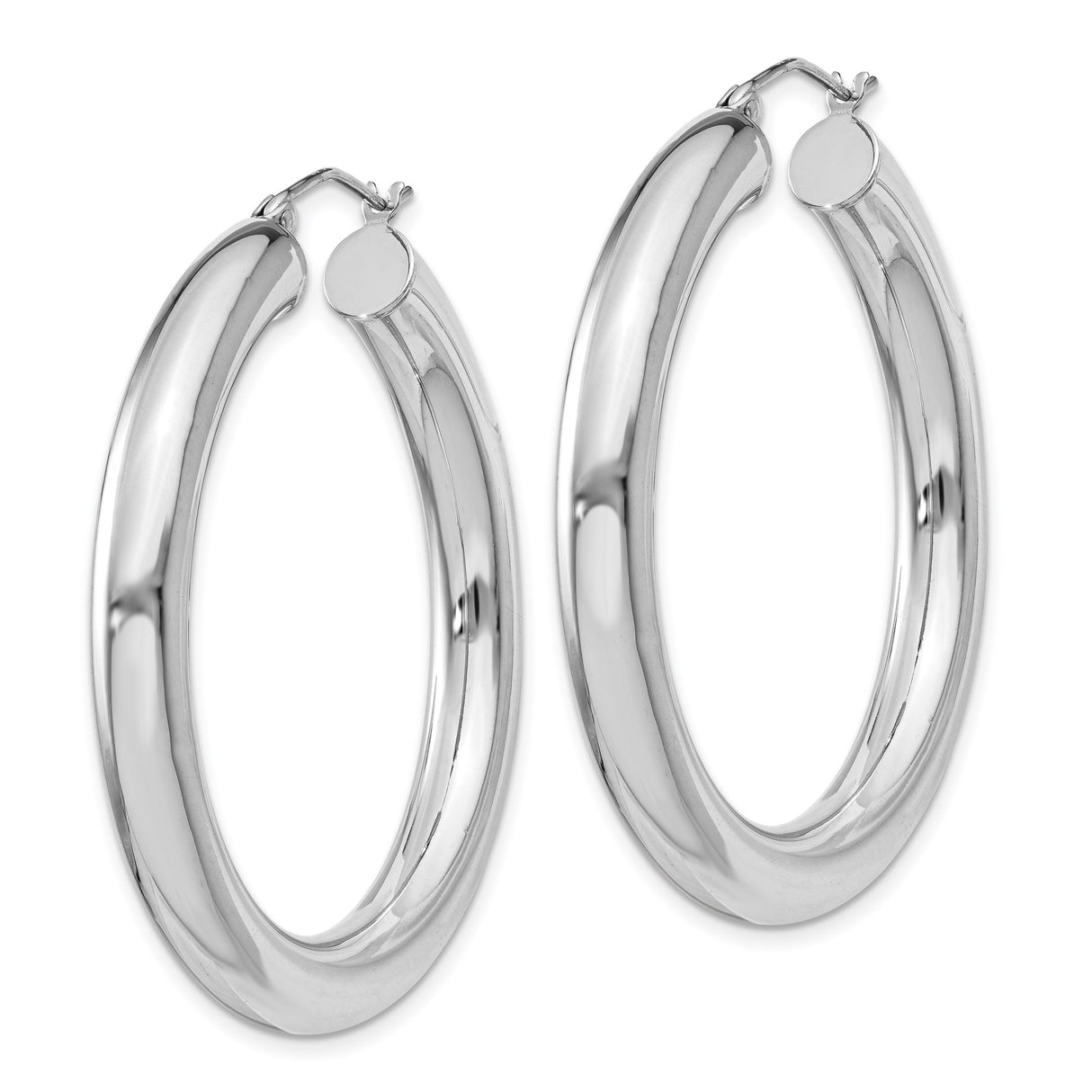 Sterling Silver Hoop Earrings, Thick Round Design with High Polish Finish, Medium Minimalist Style