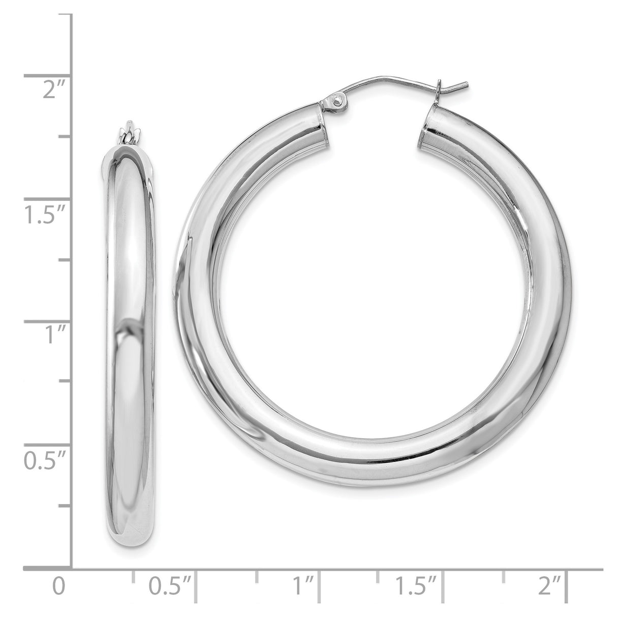 Sterling Silver Hoop Earrings, Thick Round Design with High Polish Finish, Medium Minimalist Style