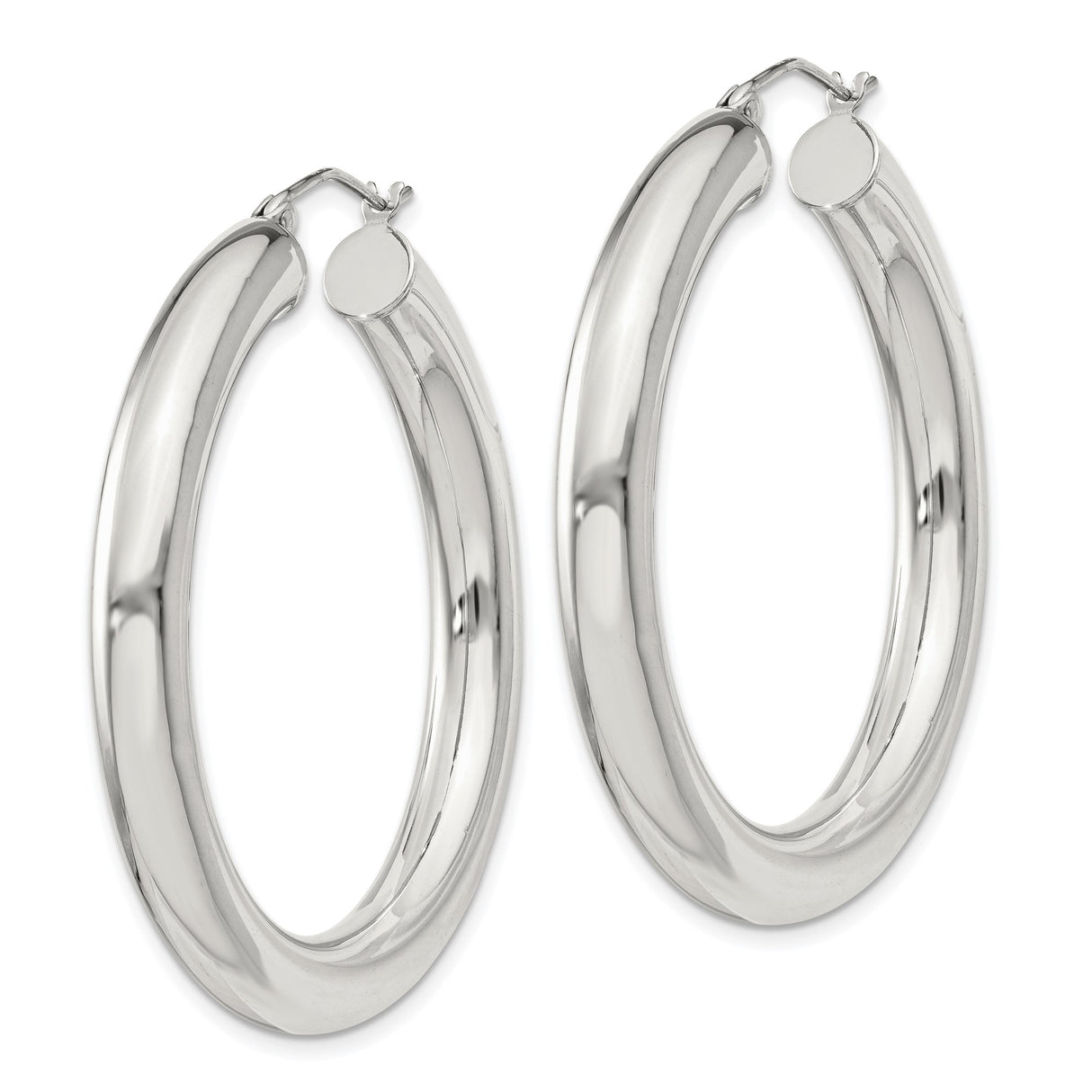 Sterling Silver Hoop Earrings, Thick Round High Polish Hoops, Minimalist Classic Design for Women