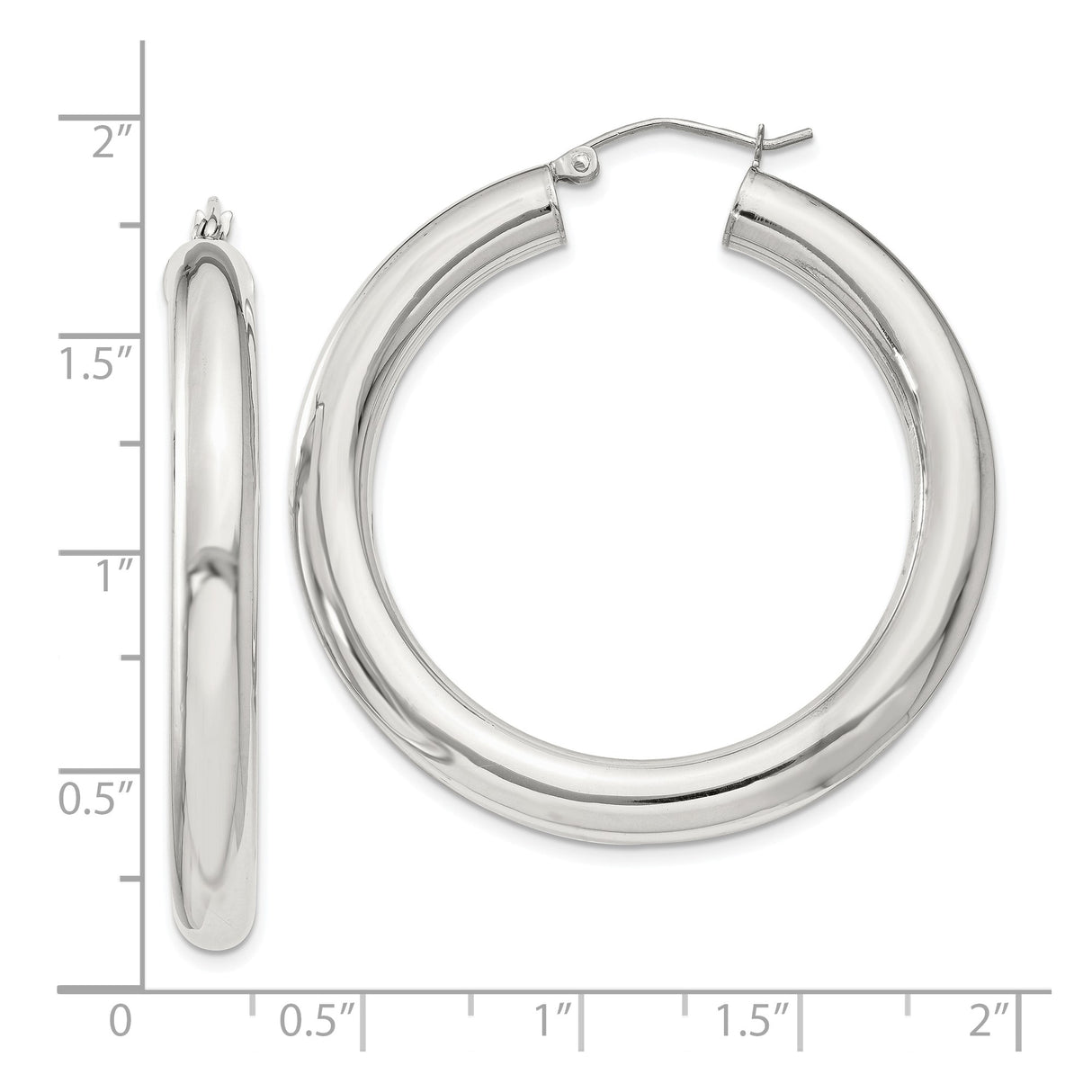 Sterling Silver Hoop Earrings, Thick Round High Polish Hoops, Minimalist Classic Design for Women