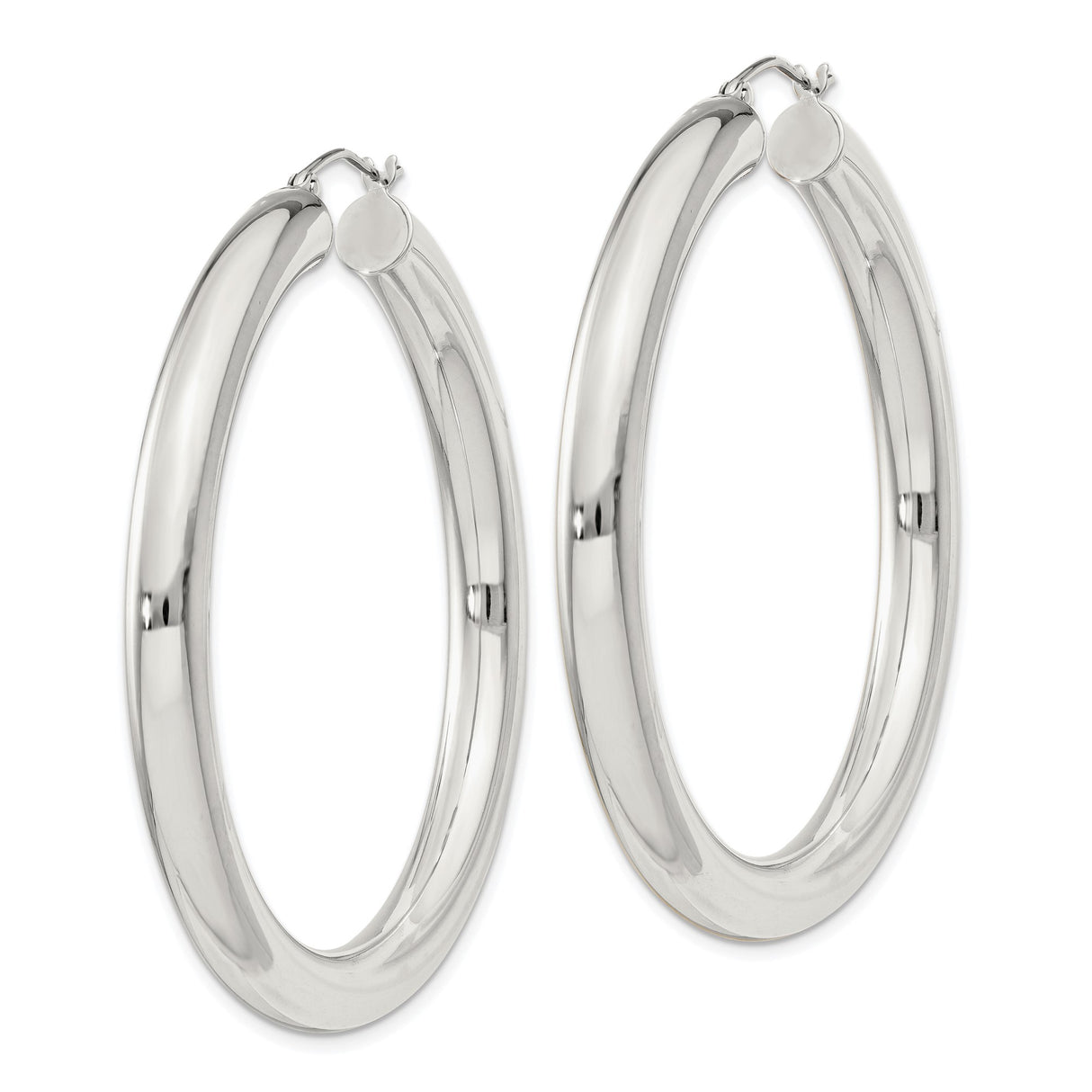 Sterling Silver Hoop Earrings, Classic Polished Round Hoops, Lightweight Minimalist Style for Women