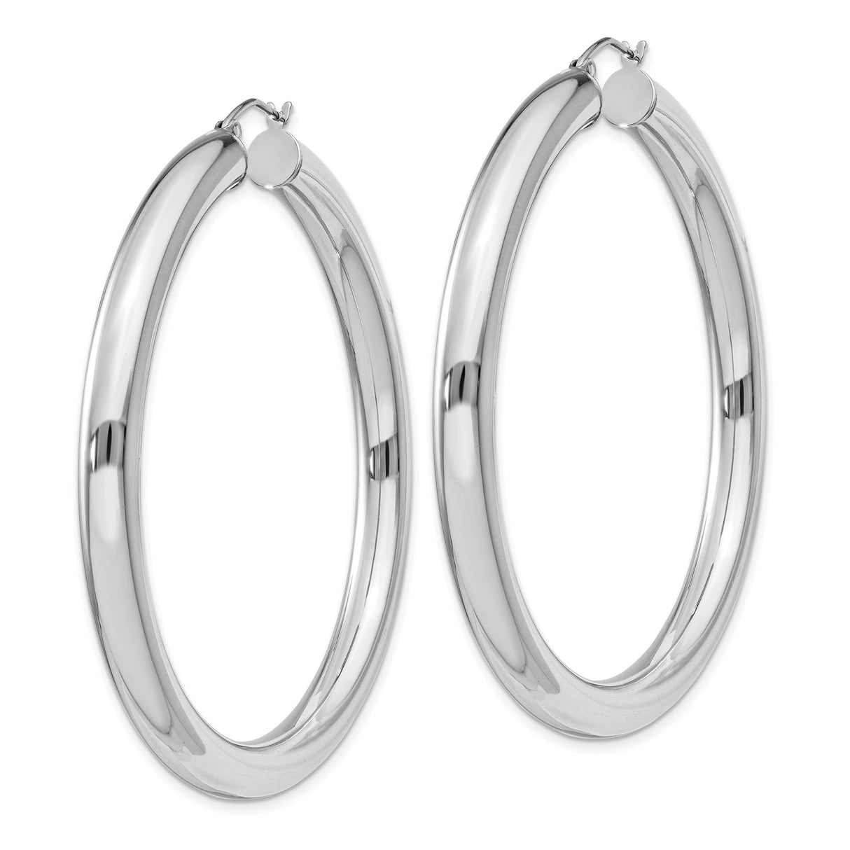Sterling Silver Hoop Earrings, Large Rounded Tube Design with High Polish Finish, Lightweight Everyday Style