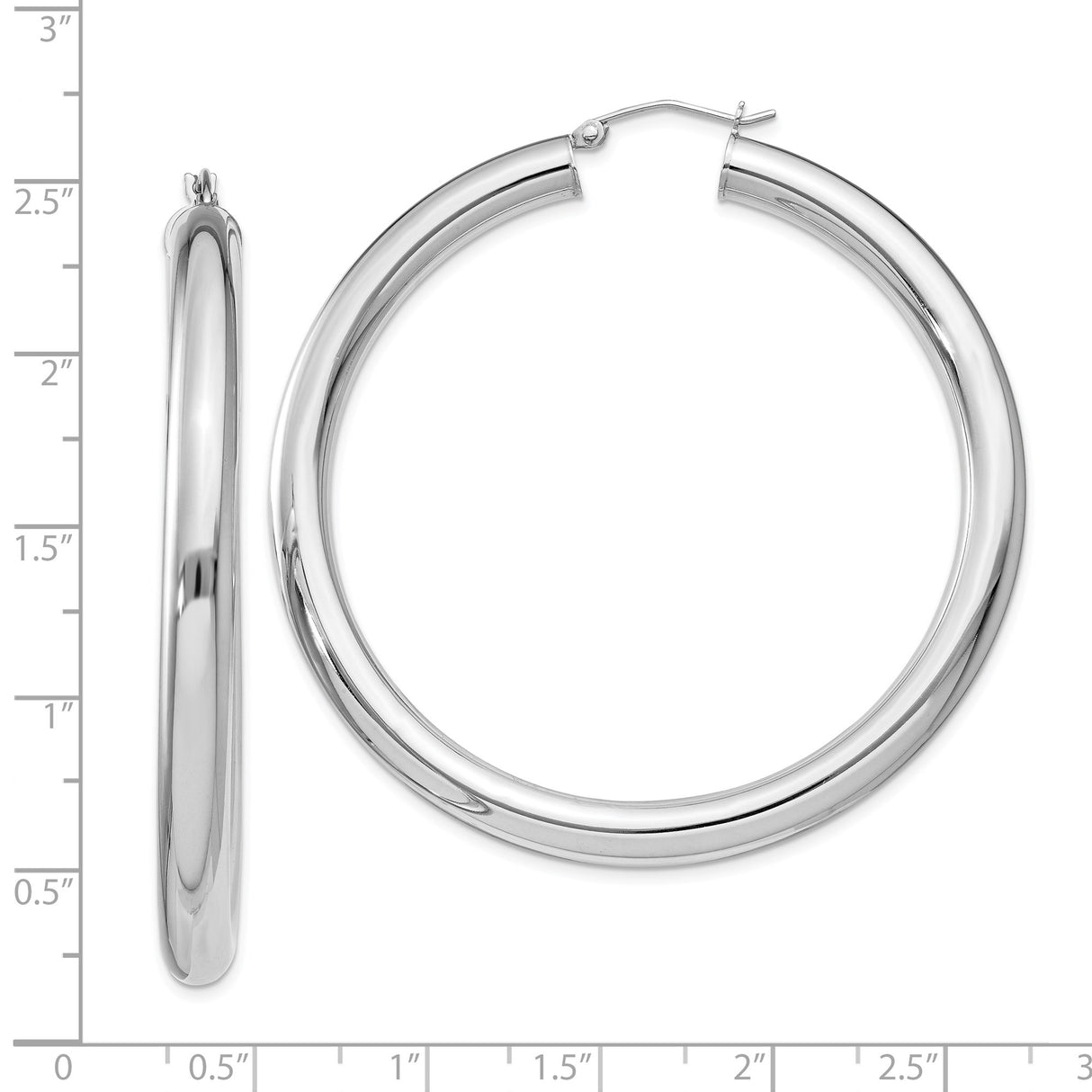 Sterling Silver Hoop Earrings, Large Rounded Tube Design with High Polish Finish, Lightweight Everyday Style