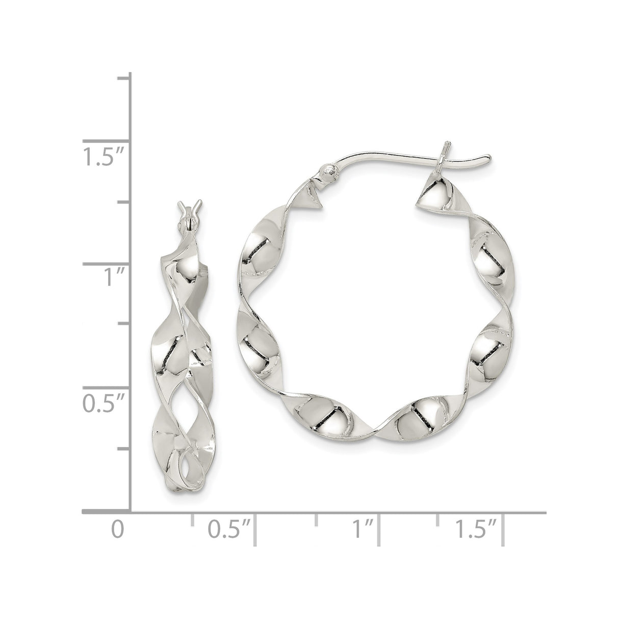Sterling Silver Twisted Hoop Earrings with Open Loop Wave Design, Modern Minimalist Style