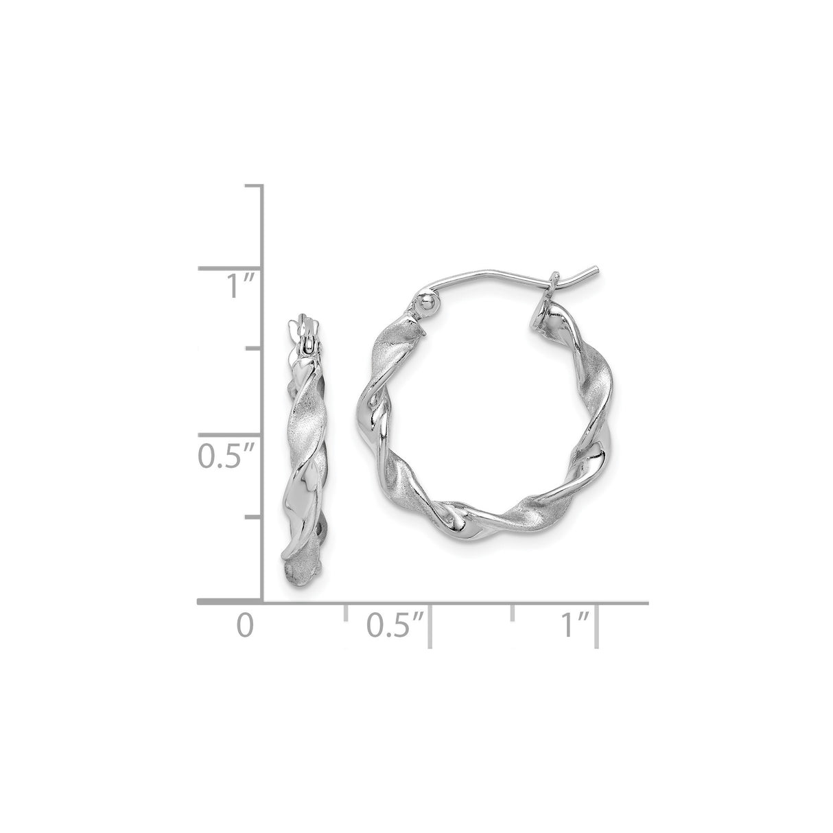 Sterling Silver Hoop Earrings with Twisted Spiral Design, Polished and Satin Finish