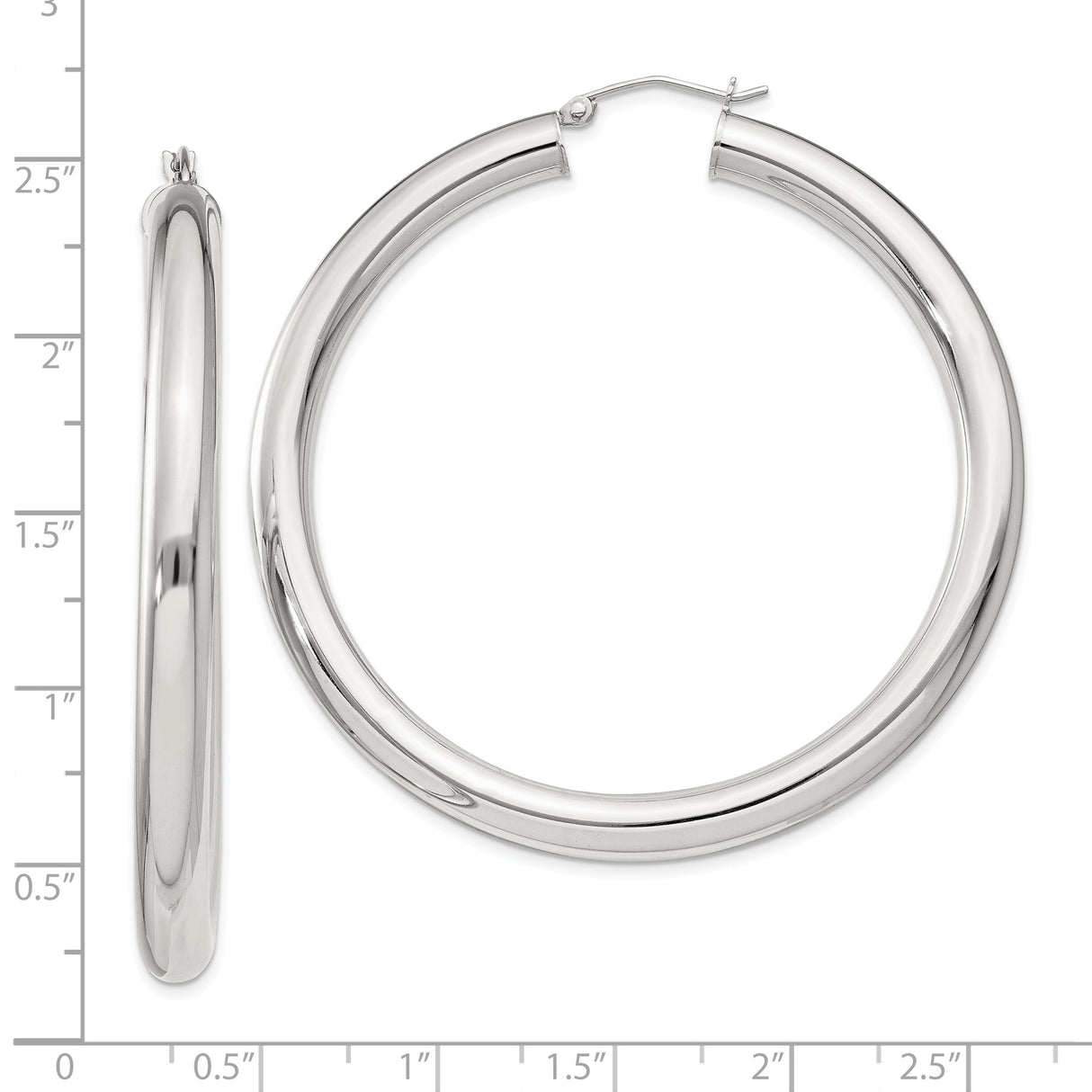Sterling Silver Hoop Earrings, Classic Round Tube Design with High Polish Finish for Women