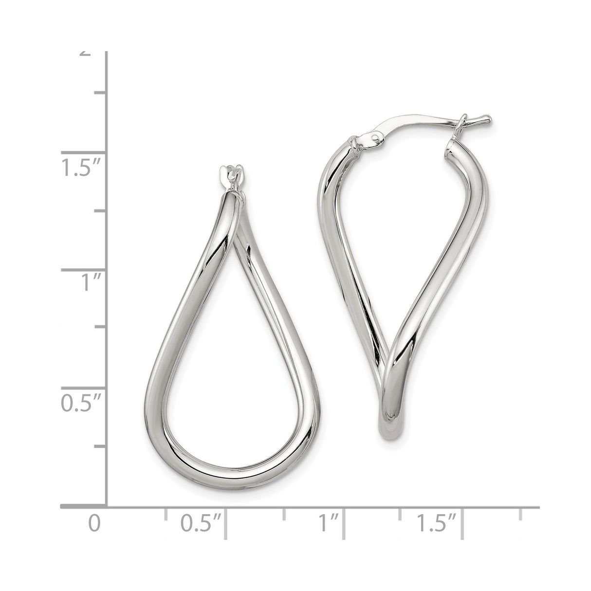 Sterling Silver Twisted Teardrop Hoop Earrings, High Polish Minimalist Design for Women