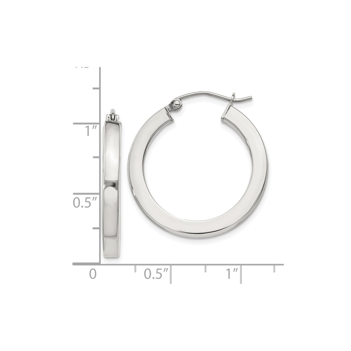 Sterling Silver Hoop Earrings, High Polish Round Tube, Lightweight Minimalist Design for Women