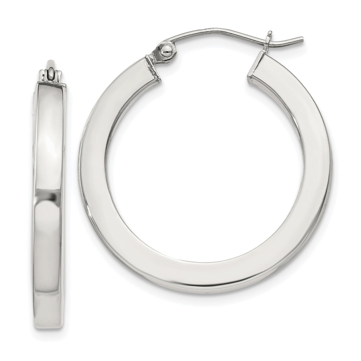 Sterling Silver Hoop Earrings, High Polish Round Tube, Lightweight Minimalist Design for Women