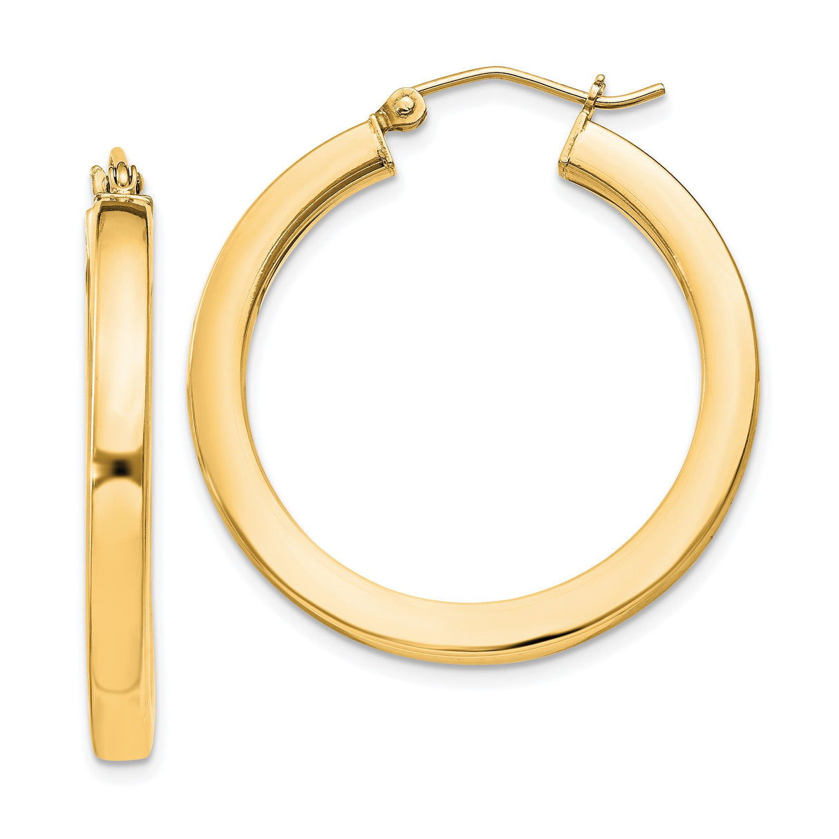 Sterling Silver Gold Plated Medium Hoop Earrings, Polished Minimalist Design for Women