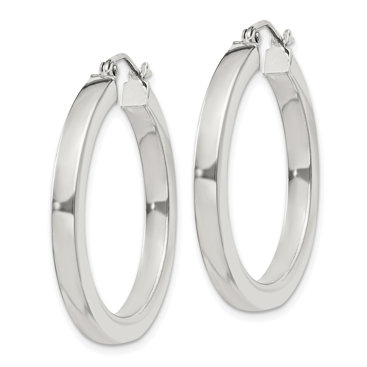 Sterling Silver Hoop Earrings, Smooth Round Polished Design, Lightweight Minimalist Style