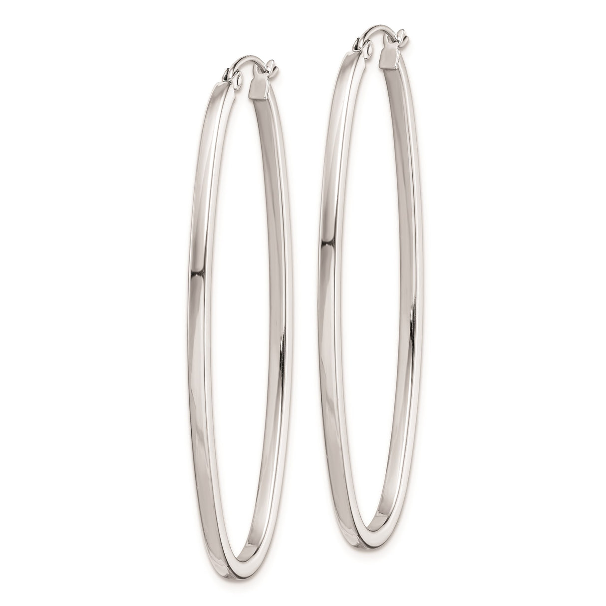 Sterling Silver Oval Hoop Earrings, Lightweight Minimalist Polished Design