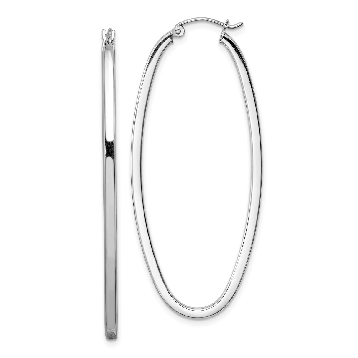 Sterling Silver Oval Hoop Earrings, Lightweight Minimalist Polished Design