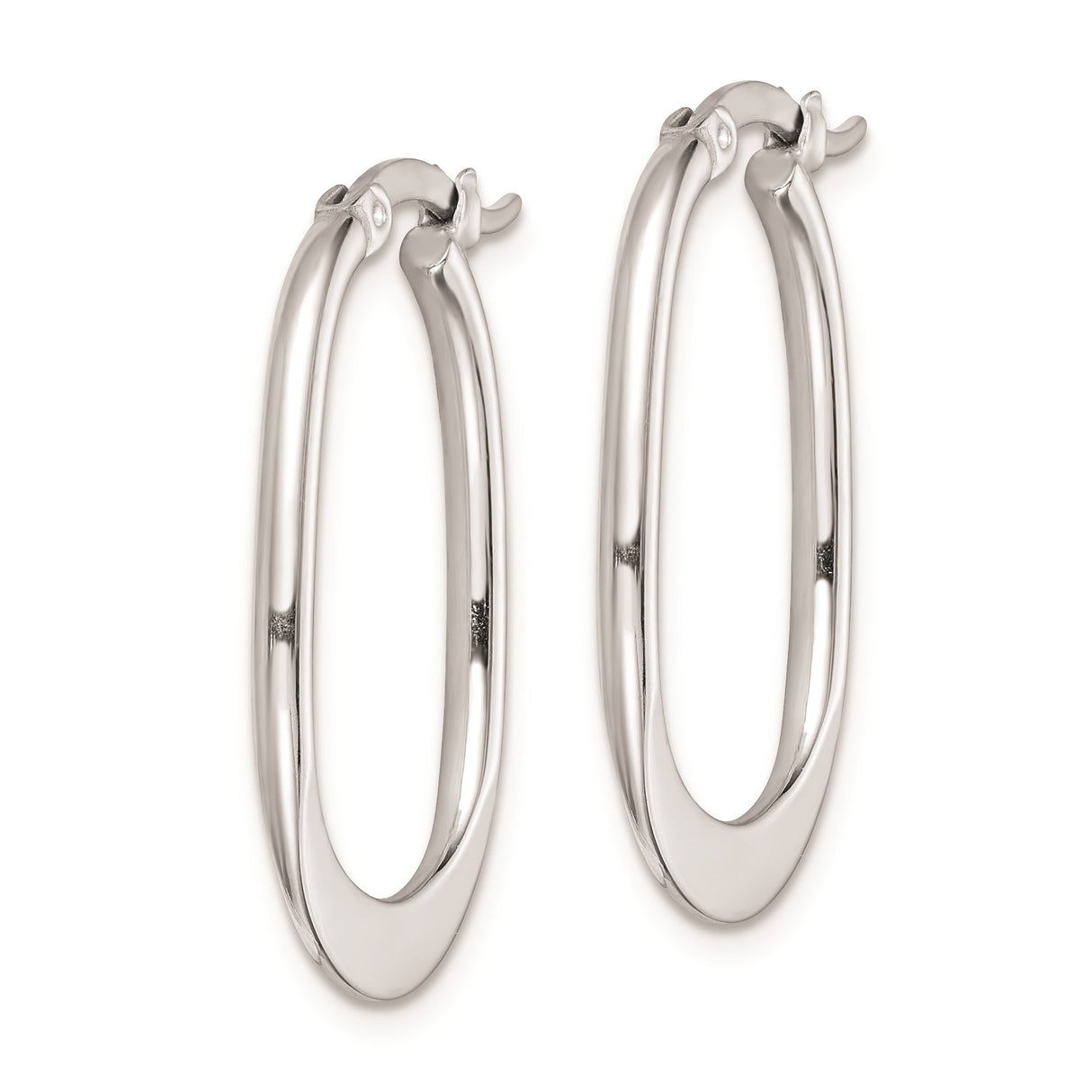 Sterling Silver Oval Hoop Earrings with Polished Finish, Lightweight Minimalist Design