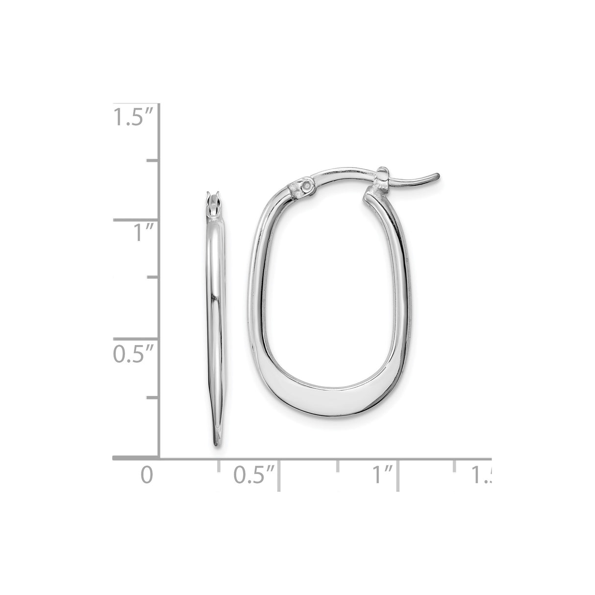 Sterling Silver Oval Hoop Earrings with Polished Finish, Lightweight Minimalist Design
