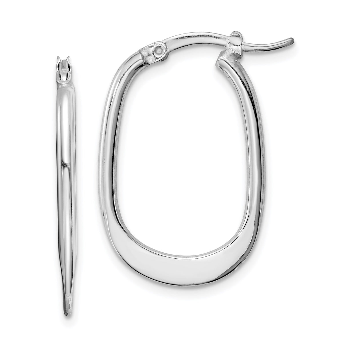 Sterling Silver Oval Hoop Earrings with Polished Finish, Lightweight Minimalist Design