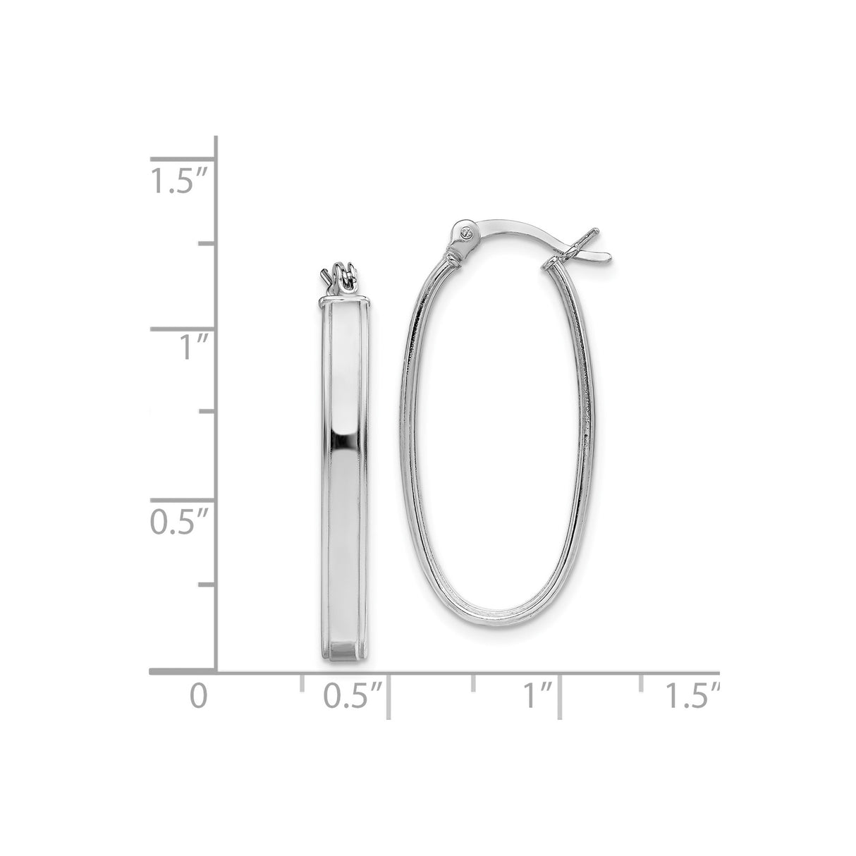 Sterling Silver Oval Hoop Earrings, High Polished Finish, Sleek Minimalist Design for Women