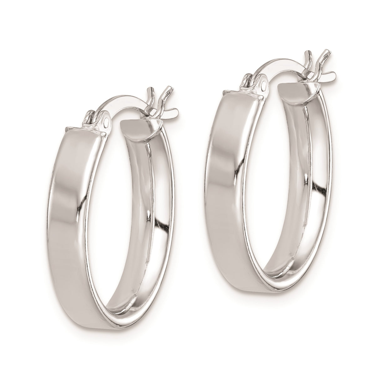 Sterling Silver Hoop Earrings, Polished Lightweight Round Design with Hinged Closure for Women