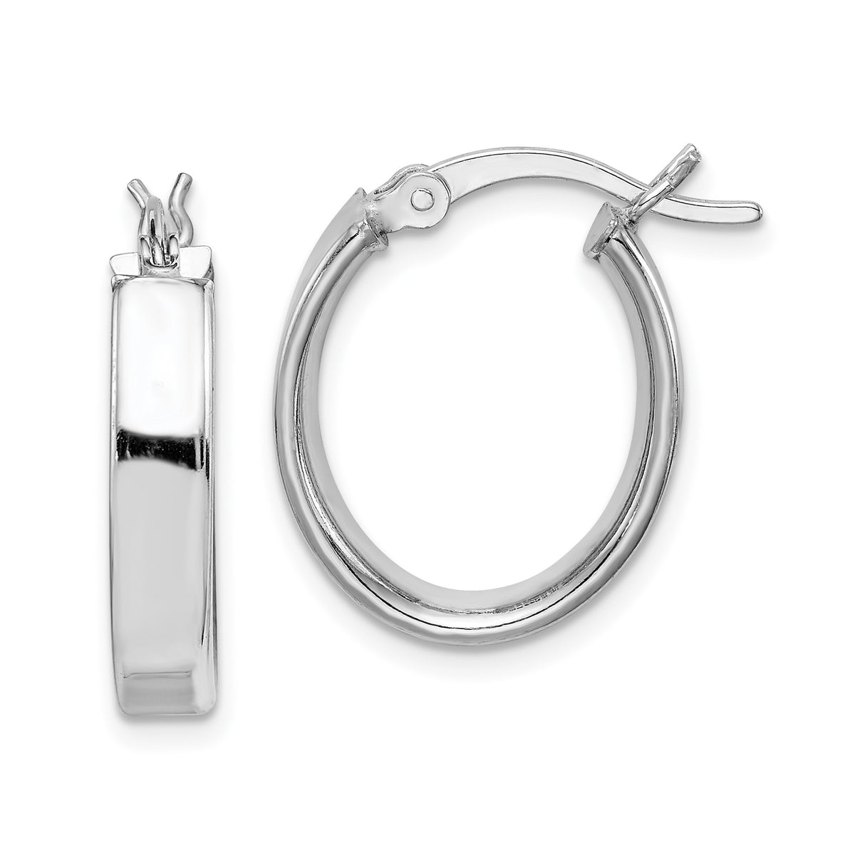 Sterling Silver Hoop Earrings, Polished Lightweight Round Design with Hinged Closure for Women