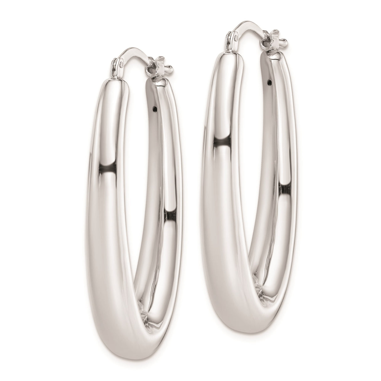 Sterling Silver Teardrop Hoop Earrings, Polished Lightweight Oval Dangle Design for Women