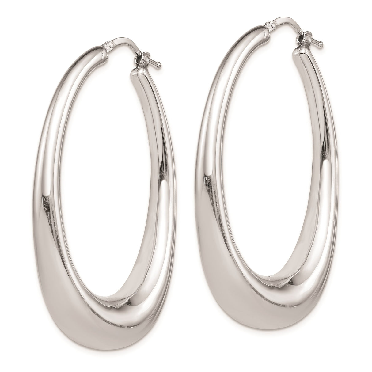 Sterling Silver Elongated Teardrop Hoop Earrings, Smooth Polished Finish, Lightweight Modern Design