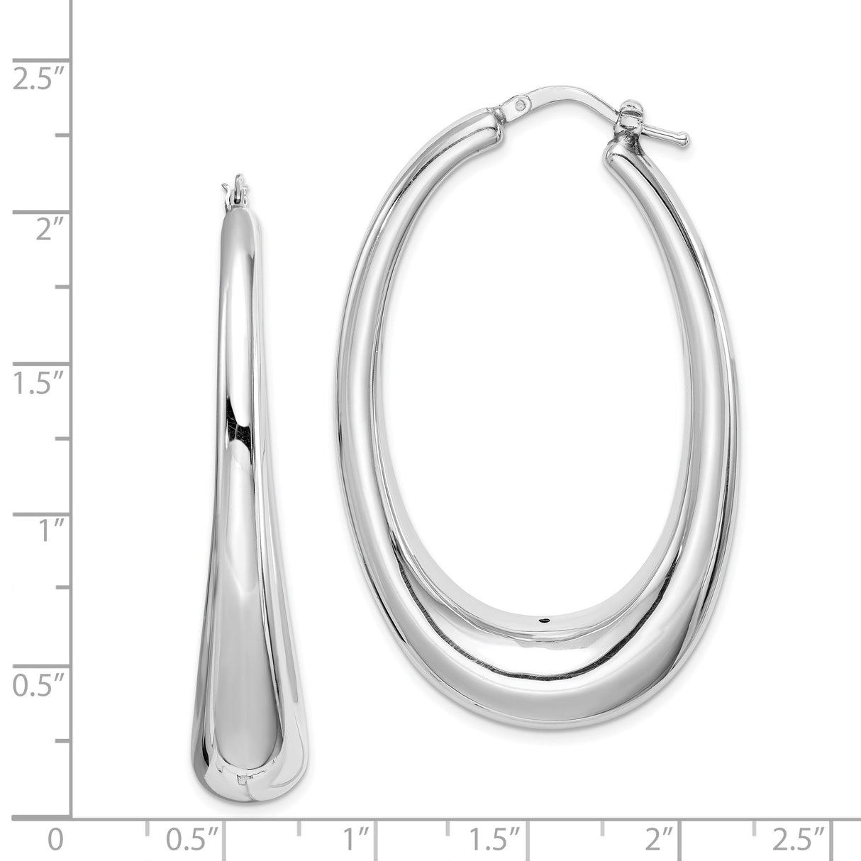 Sterling Silver Elongated Teardrop Hoop Earrings, Smooth Polished Finish, Lightweight Modern Design