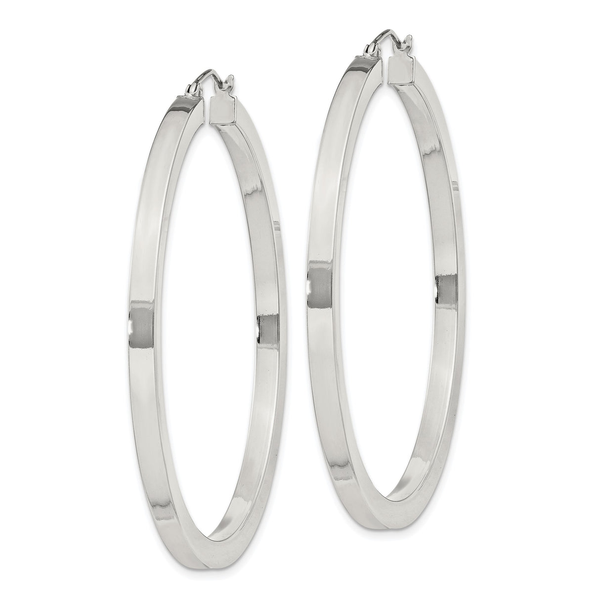 Sterling Silver Hoop Earrings, Classic Round Polished Design, Lightweight Medium Size for Women