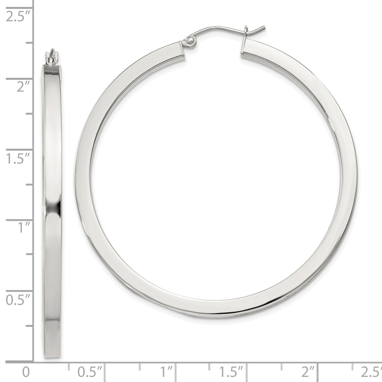 Sterling Silver Hoop Earrings, Classic Round Polished Design, Lightweight Medium Size for Women