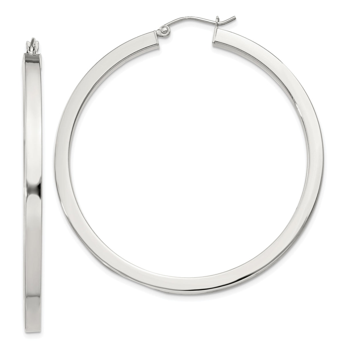Sterling Silver Hoop Earrings, Classic Round Polished Design, Lightweight Medium Size for Women