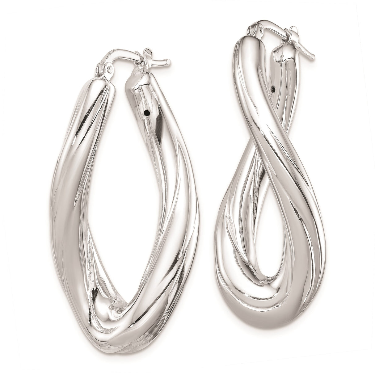 Sterling Silver Twisted Teardrop Hoop Earrings, Lightweight Intertwined Oval Design for Women
