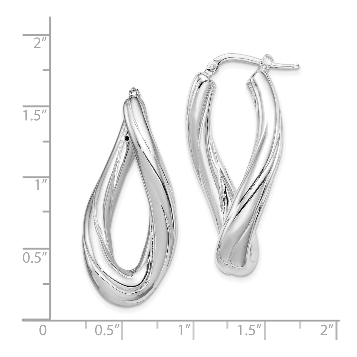 Sterling Silver Twisted Teardrop Hoop Earrings, Lightweight Intertwined Oval Design for Women
