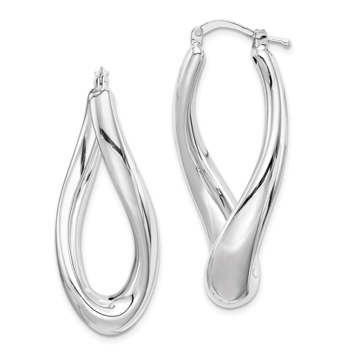 Sterling Silver Twisted Teardrop Hoop Earrings with Modern Sculptural Design for Women