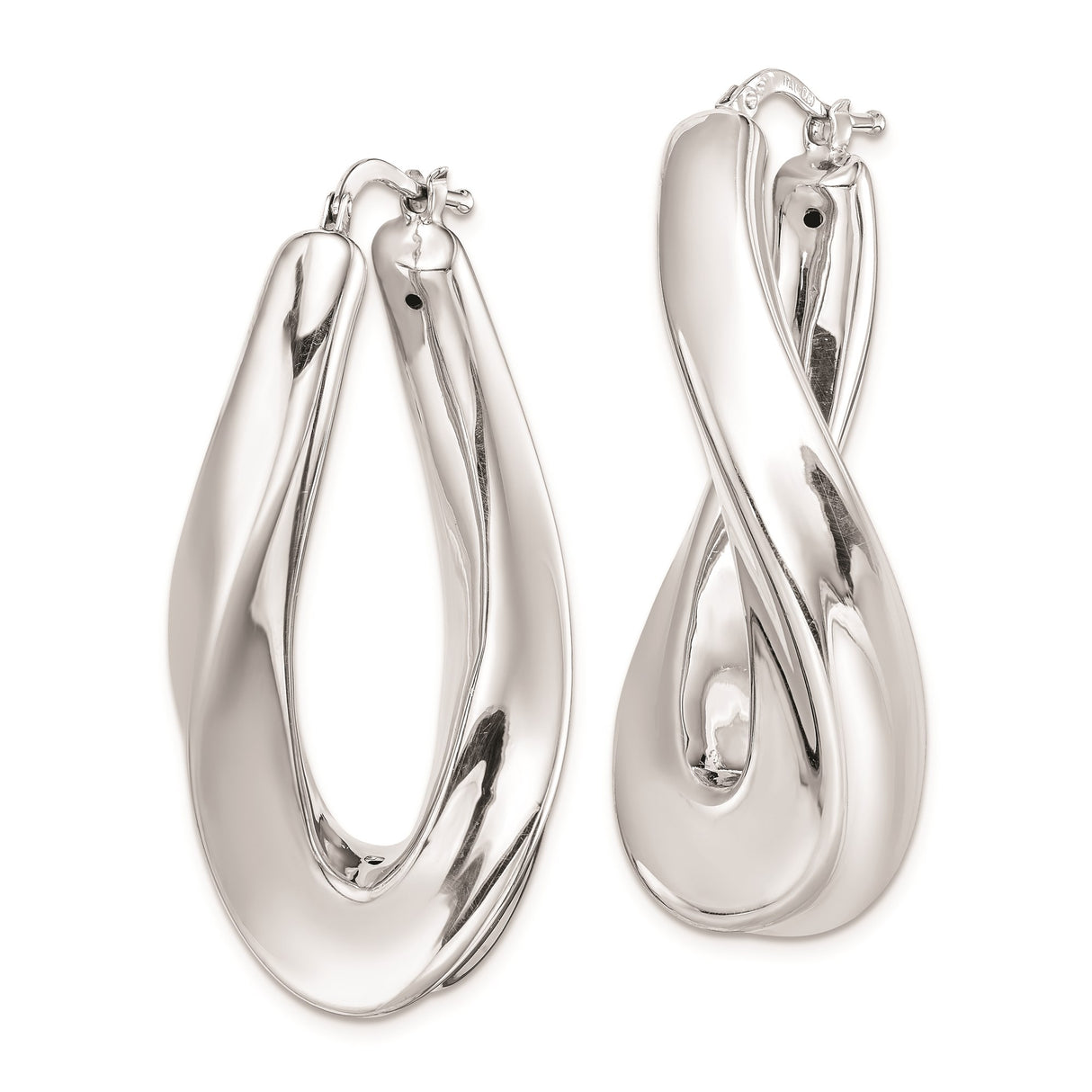 Sterling Silver Twisted Teardrop Hoop Earrings with Sleek Modern Sculptural Design